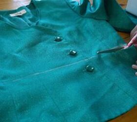 thrift flipping tutorial cute diy jacket and skirt set, Cropping