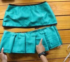 thrift flipping tutorial cute diy jacket and skirt set, Folding the pleats