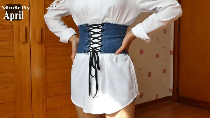 how to diy a cute denim corset belt, DIY denim corset belt