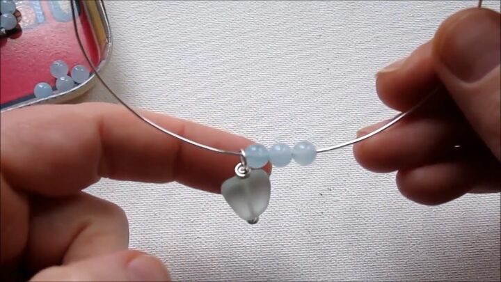 how to diy a cute beaded pendant necklace, Adding beads to wire