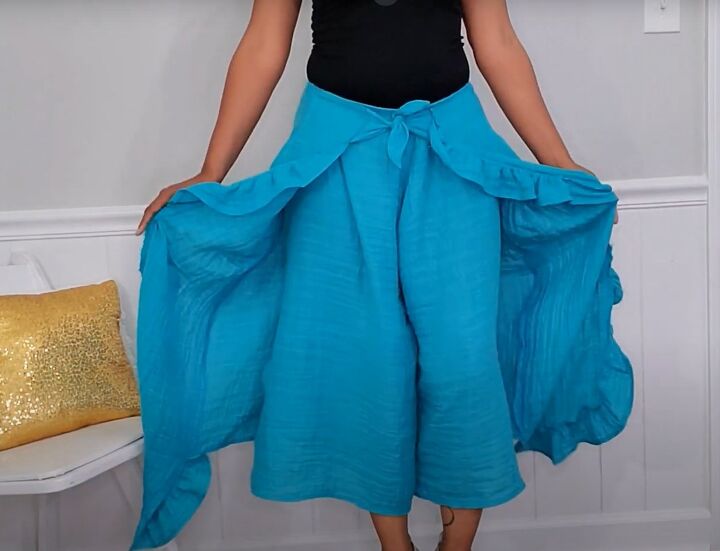 how to diy cute and flowy ruffle pants, Completed DIY ruffle pants