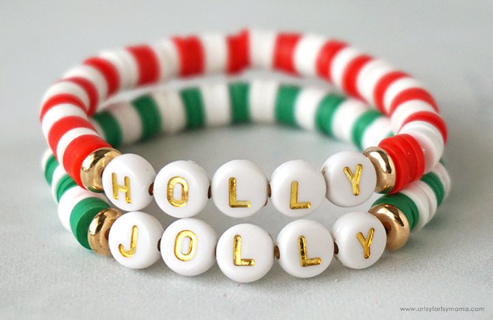 christmas heishi bracelet set, Christmas Heishi Bracelet Set