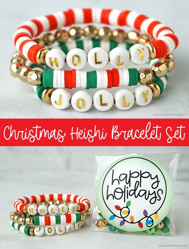 christmas heishi bracelet set, Christmas Heishi Bracelet Set