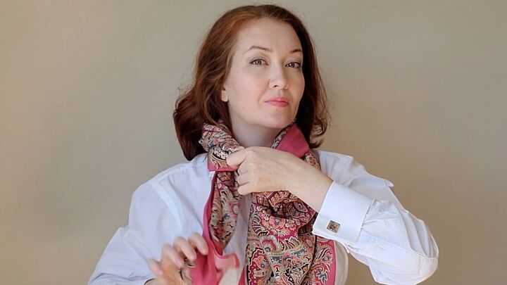 how to wear a large silk scarf in 3 easy ways, Cowl neck style