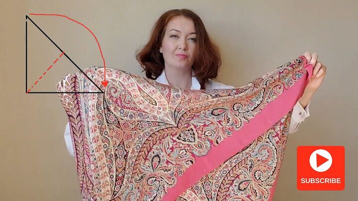 how to wear a large silk scarf in 3 easy ways, Fancy style Variation 1