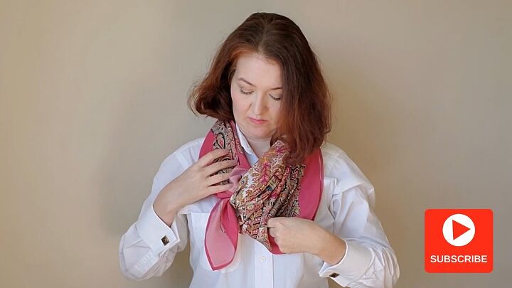 how to wear a large silk scarf in 3 easy ways, Fancy style Variation 1