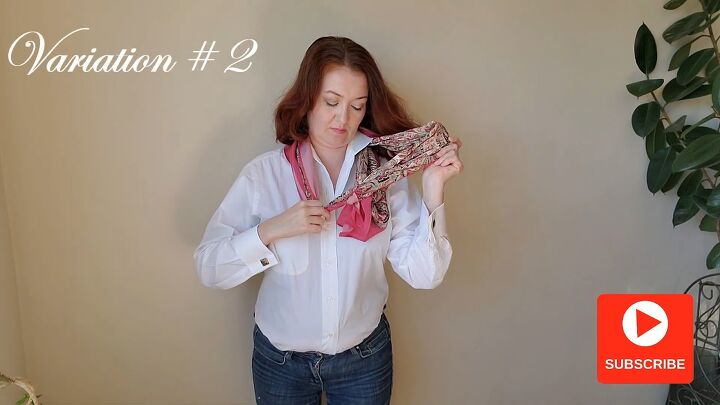 how to wear a large silk scarf in 3 easy ways, Fancy style Variation 2