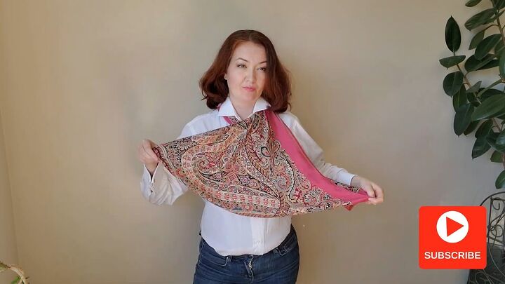 how to wear a large silk scarf in 3 easy ways, Fancy style Variation 2