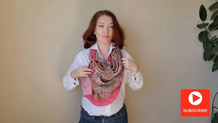 how to wear a large silk scarf in 3 easy ways, Fancy style Variation 3