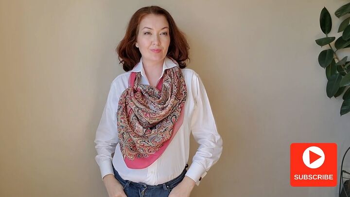 how to wear a large silk scarf in 3 easy ways, Fancy style Variation 3