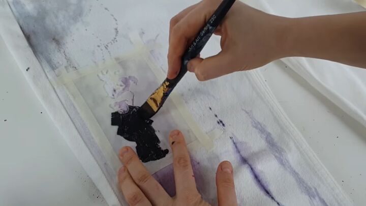 easy diy custom painted jeans tutorial, Painting stencil
