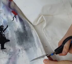 easy diy custom painted jeans tutorial, Cutting the hem