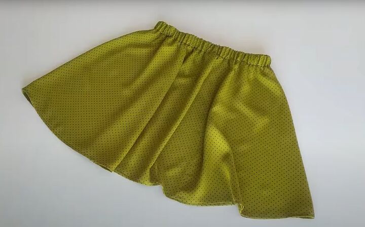 how to sew a cute mini skirt make your own pattern, DIY yellow mini skirt