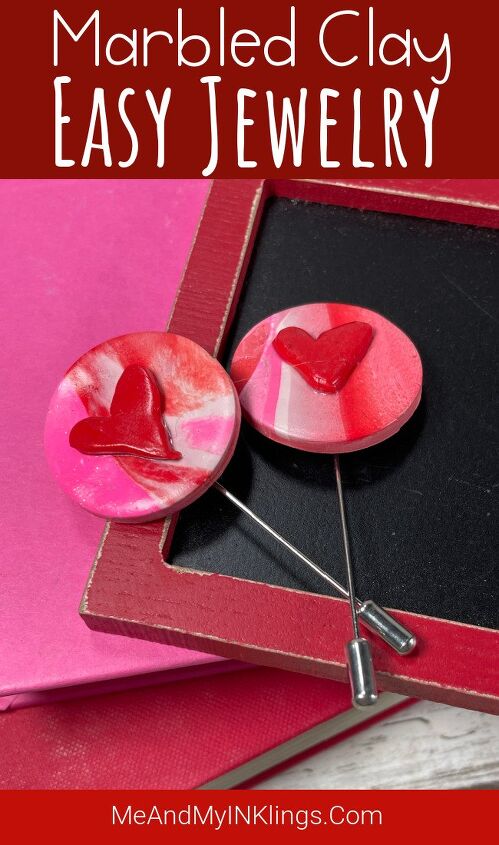 marble clay jewelry heart, Clay Valentine Pin Easy DIY Jewelry Art with Sculpey Bake Shop polymerclay diy jewerly