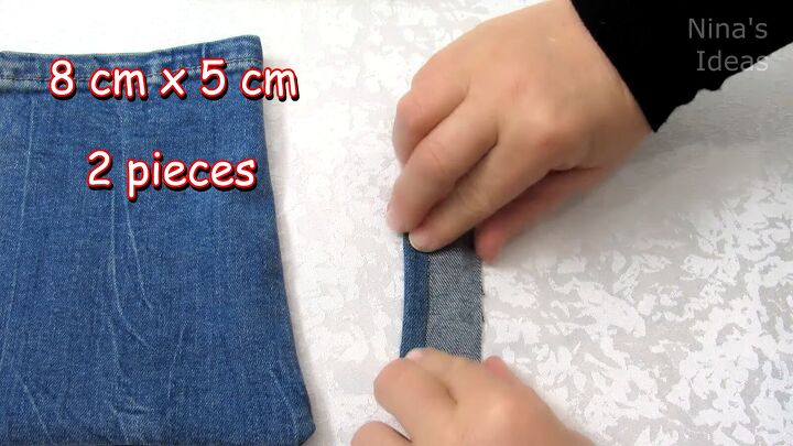 how to diy a cute and easy denim pouch, Creating strap loops