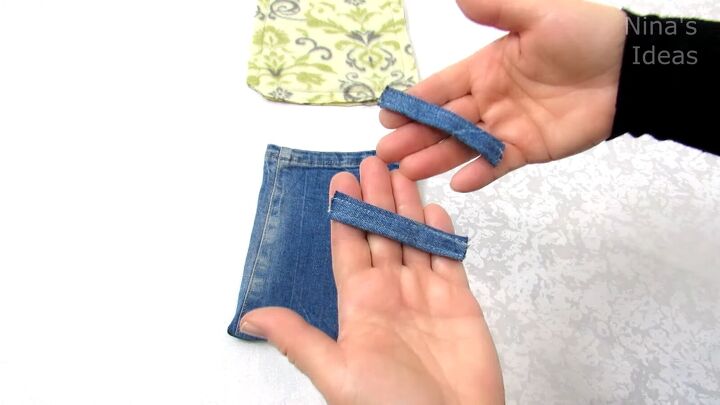 how to diy a cute and easy denim pouch, Creating strap loops