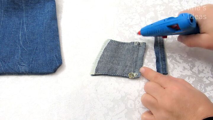 how to diy a cute and easy denim pouch, Creating pocket and key holder hook