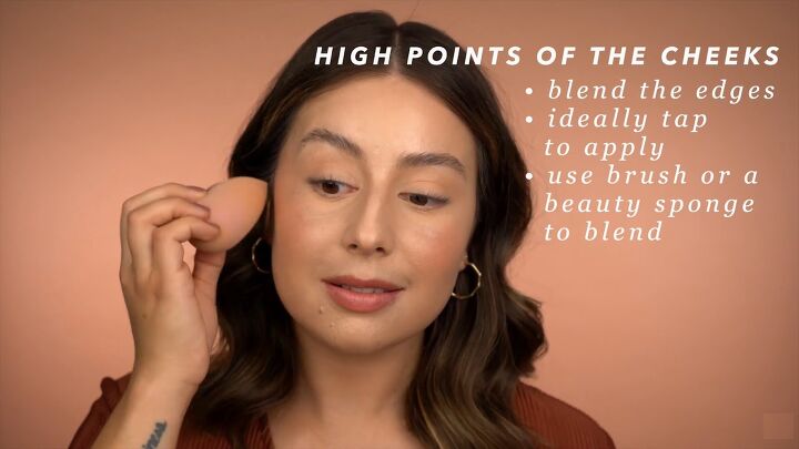 simple makeup tutorial how blush placement affects your face shape, Blush on the upper part of the cheeks