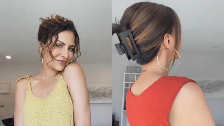 7 super cute claw clip hairstyle ideas for thin hair, Twisted bun updo