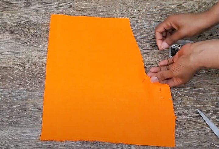 how to diy a comfy orange two piece set, Sewing center crotch seams