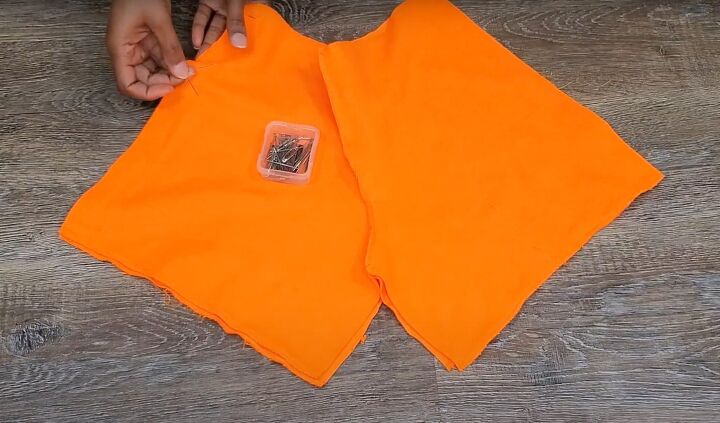 how to diy a comfy orange two piece set, Side seams