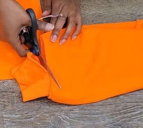 how to diy a comfy orange two piece set, Cutting cuffs