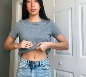 Easy Hack How To Turn T Shirt Into Crop Top Without Cutting Upstyle   How To Turn T Shirt Into Crop Top Without Cutting 