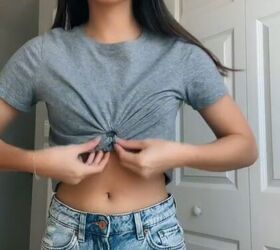 Easy Hack How To Turn T Shirt Into Crop Top Without Cutting Upstyle   How To Turn T Shirt Into Crop Top Without Cutting 