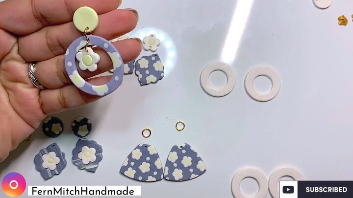 how to diy cute floral polymer clay earrings, Adding earring rings