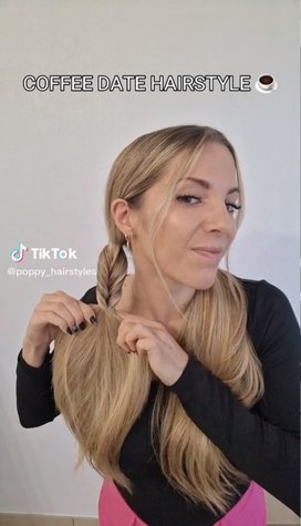 cute and easy fake braid ponytail tutorial, Flipping hair through hole