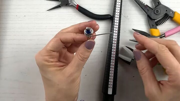 how to diy a super cute blue crystal wire ring, Wrapping wire