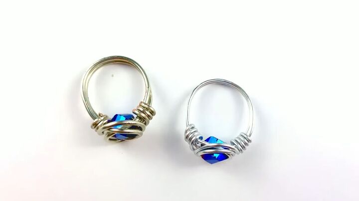 how to diy a super cute blue crystal wire ring, DIY blue crystal ring
