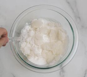 peppermint sugar scrub, mixing together ingredients for peppermint sugar scrub