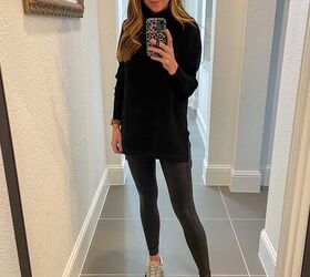 5 cute all black outfits to copy merrick s art, black leather leggings black tunic sweater
