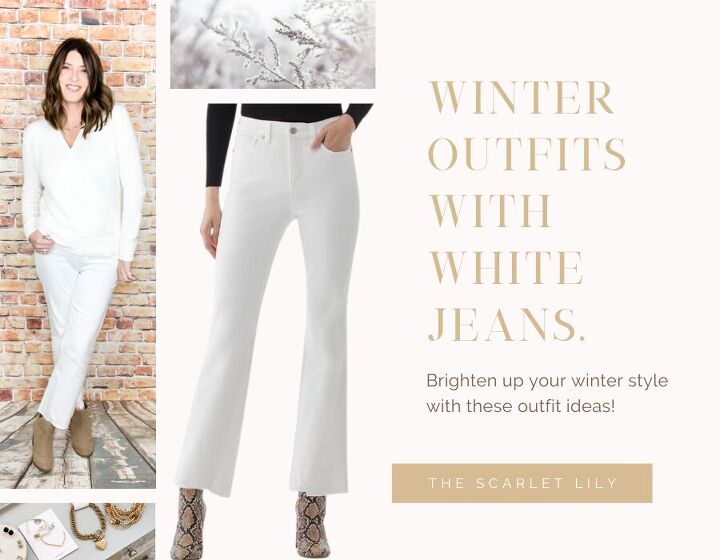 winter outfits with white jeans