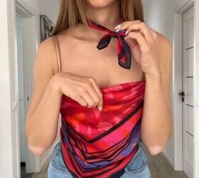 grab a scarf and try this hack for a sexy backless top, Tying knot