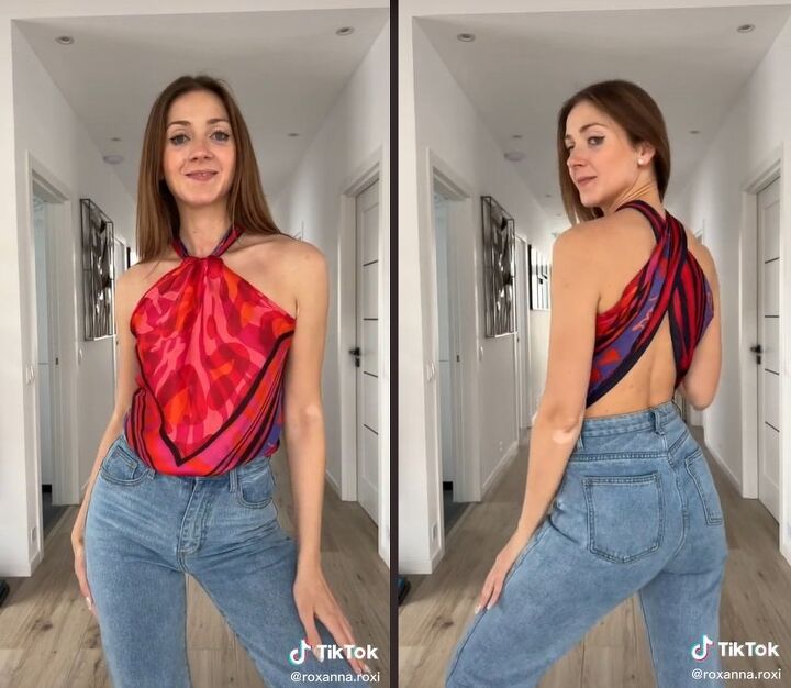 grab a scarf and try this hack for a sexy backless top, DIY scarf top