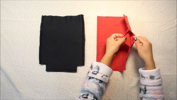 how to diy a super cozy fleece beret and bag set, Sewing the fabrics