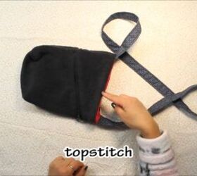 how to diy a super cozy fleece beret and bag set, Topstitching