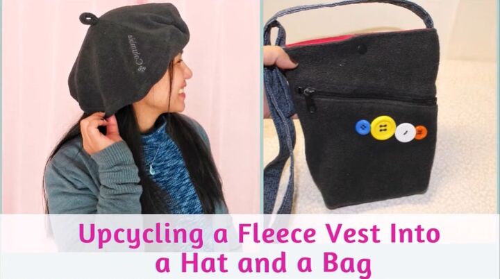 how to diy a super cozy fleece beret and bag set, DIY beret and bag fleece set