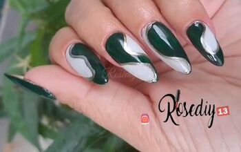 How to DIY Cute Green and White Swirl Nails