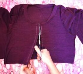 thrift flipping tutorial how to diy cute crop top and cardigan sets, Cutting top