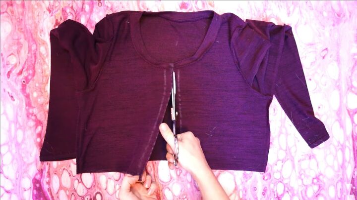 thrift flipping tutorial how to diy cute crop top and cardigan sets, Cutting top