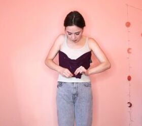 thrift flipping tutorial how to diy cute crop top and cardigan sets, Fitting the tube top