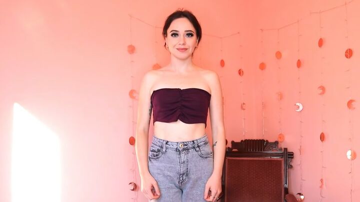 thrift flipping tutorial how to diy cute crop top and cardigan sets, DIY ruched tube top