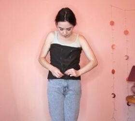 thrift flipping tutorial how to diy cute crop top and cardigan sets, Fitting the top