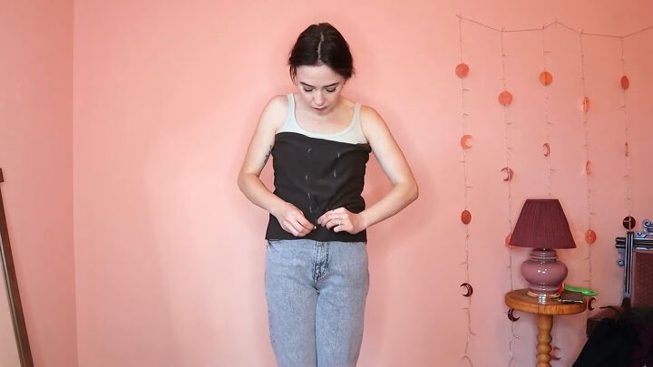 thrift flipping tutorial how to diy cute crop top and cardigan sets, Fitting the top