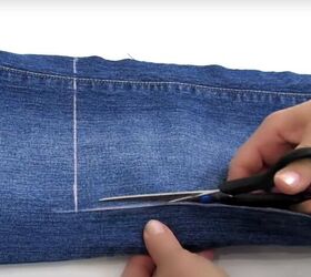 how to diy 2 cute denim pouches, Cutting jeans