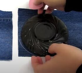 Trace a plate around an old pant leg to make this adorable and unexpected idea