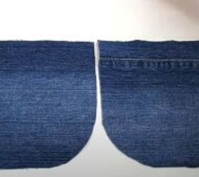 how to diy 2 cute denim pouches, Curved denim rectangles